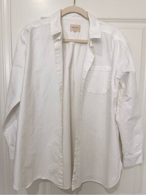 Sézane White Button-Down Oxford Shirt Size L